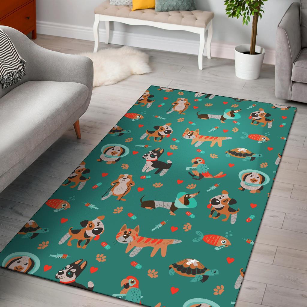 Veterianary Animal Pattern Print Floor Mat-grizzshop