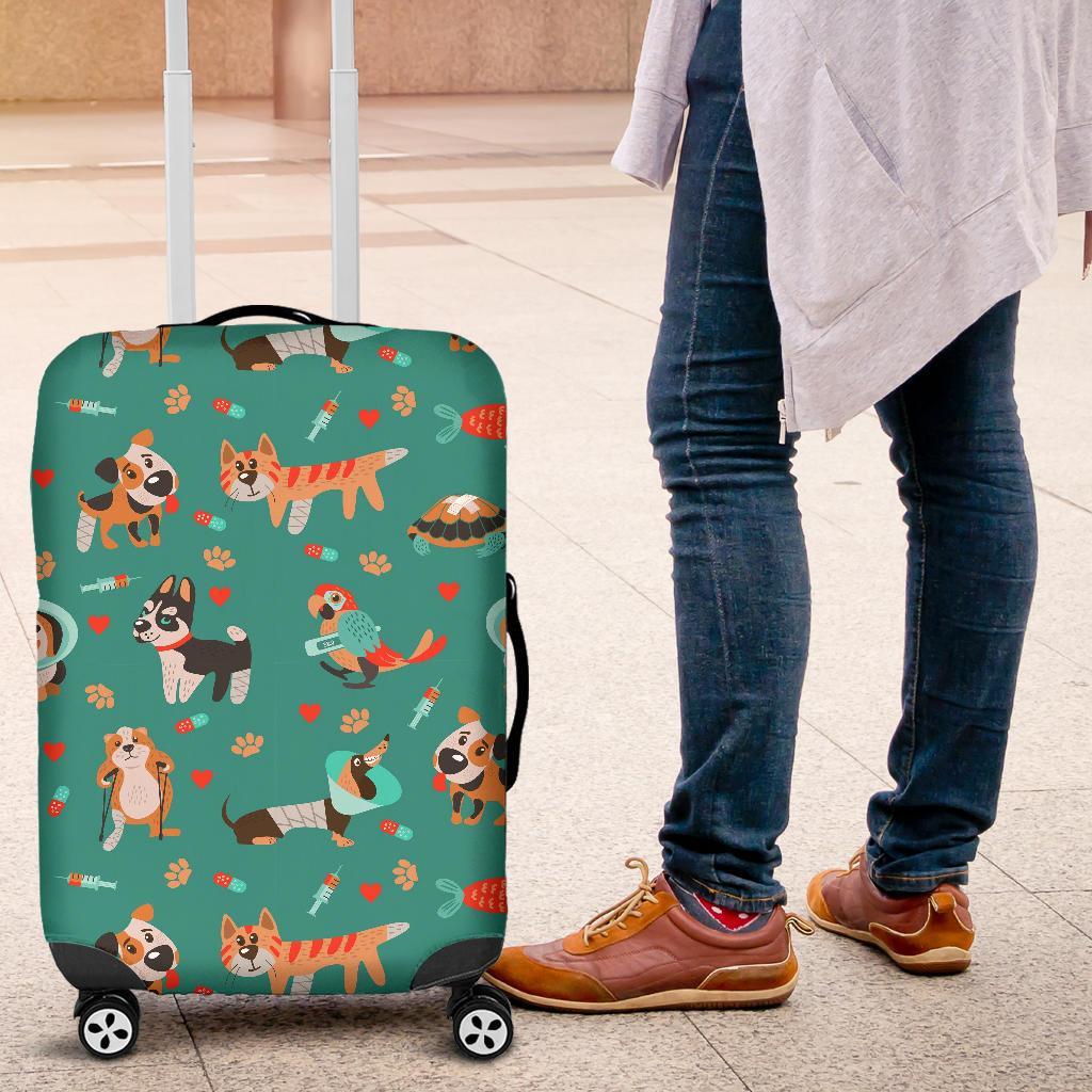 Veterianary Animal Pattern Print Luggage Cover Protector-grizzshop