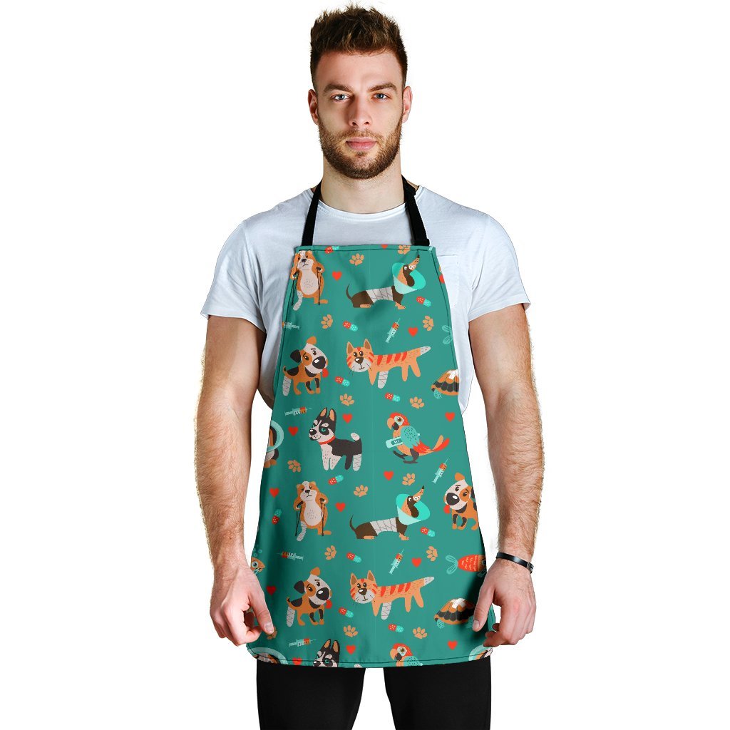 Veterianary Animal Pattern Print Men's Apron-grizzshop