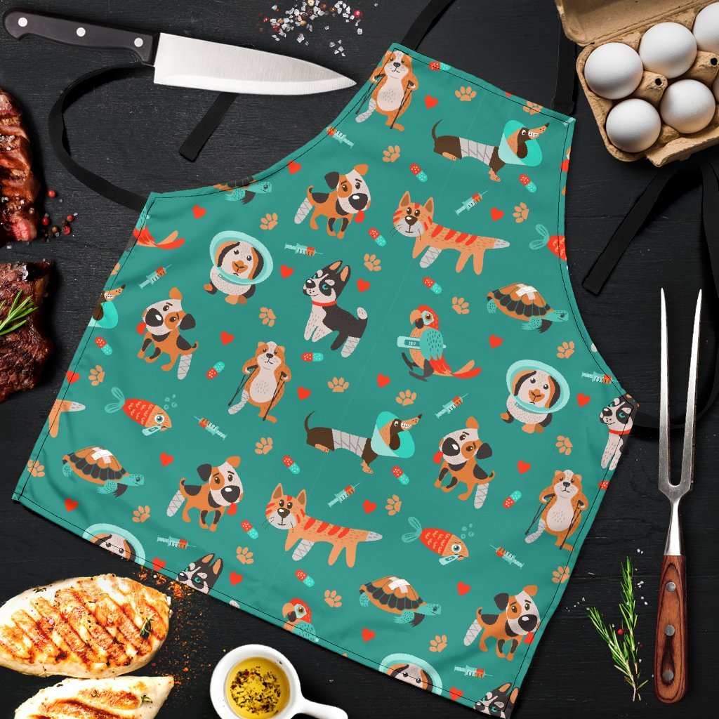 Veterianary Animal Pattern Print Men's Apron-grizzshop