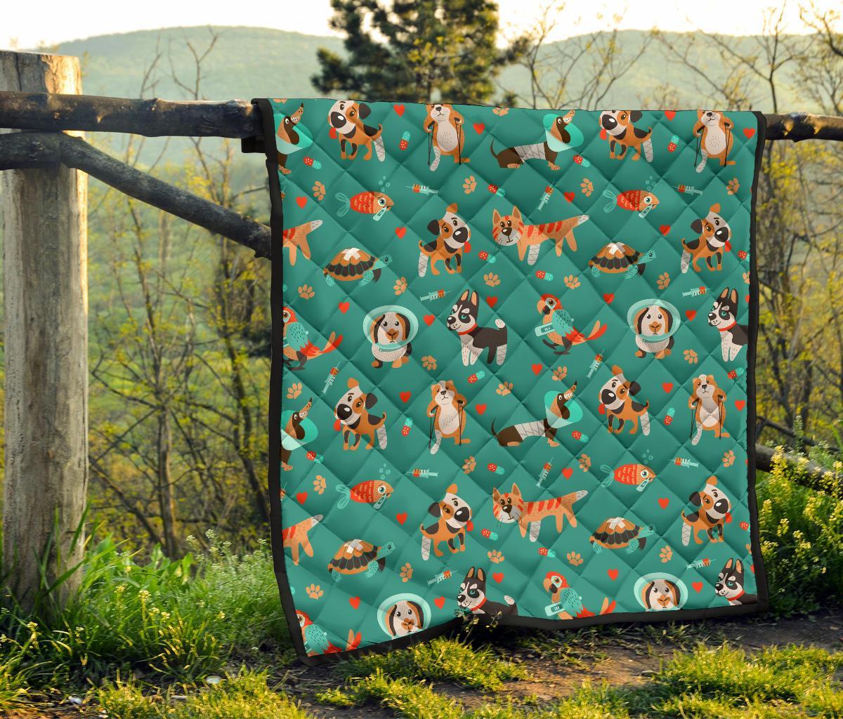 Veterianary Animal Pattern Print Quilt-grizzshop