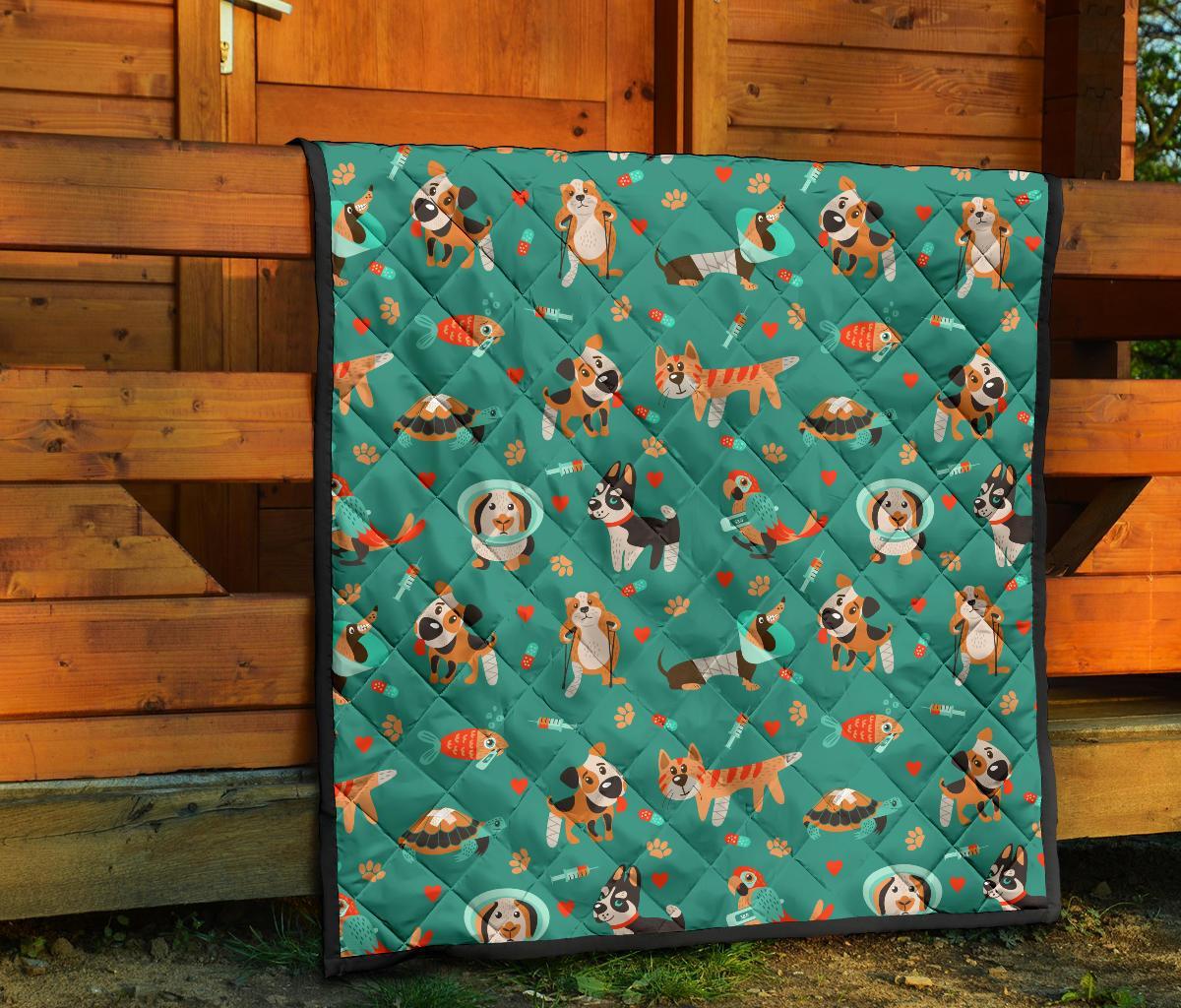 Veterianary Animal Pattern Print Quilt-grizzshop