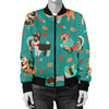 Veterianary Animal Pattern Print Women Casual Bomber Jacket-grizzshop