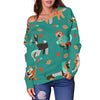 Veterianary Animal Pattern Print Women Off Shoulder Sweatshirt-grizzshop