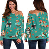 Veterianary Animal Pattern Print Women Off Shoulder Sweatshirt-grizzshop