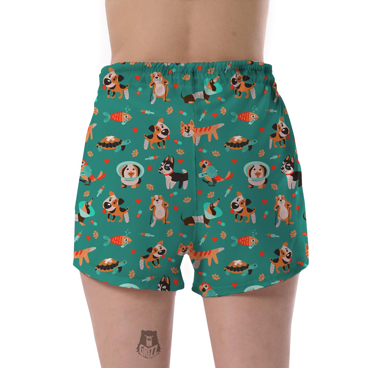 Veterianary Animal Pattern Print Women's Shorts-grizzshop