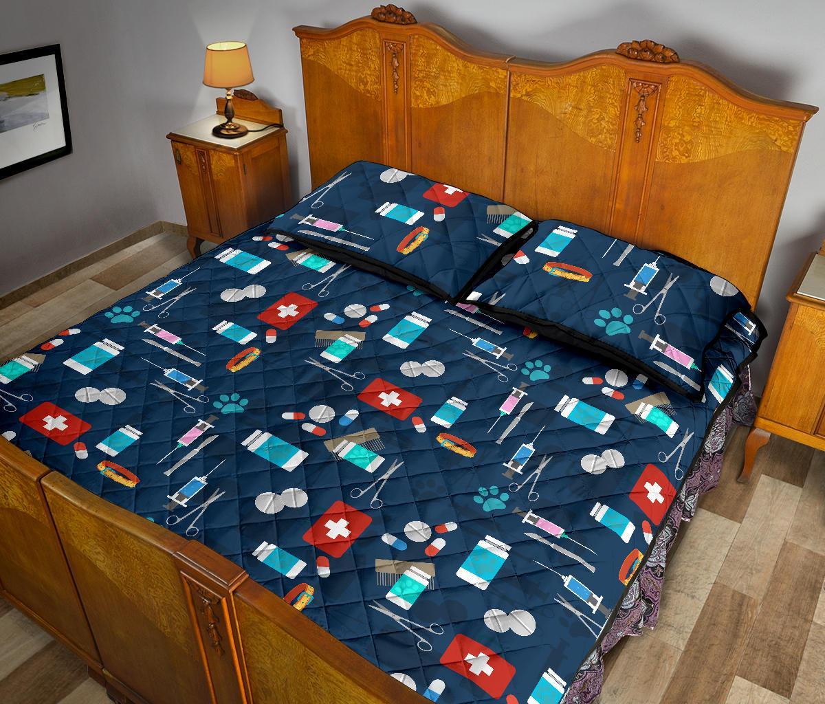 Veterianary Pattern Print Bed Set Quilt-grizzshop