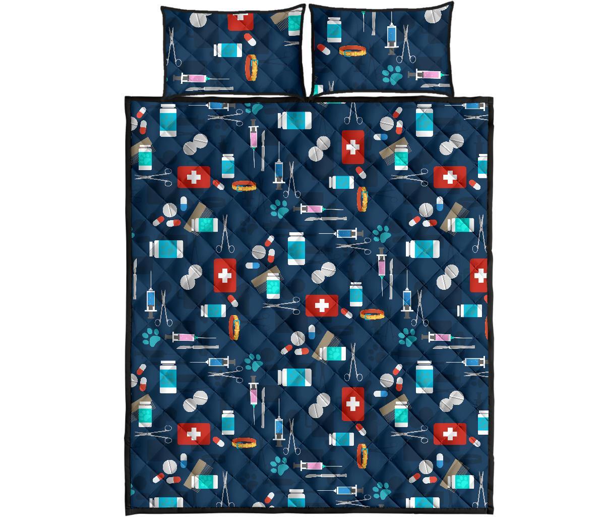 Veterianary Pattern Print Bed Set Quilt-grizzshop