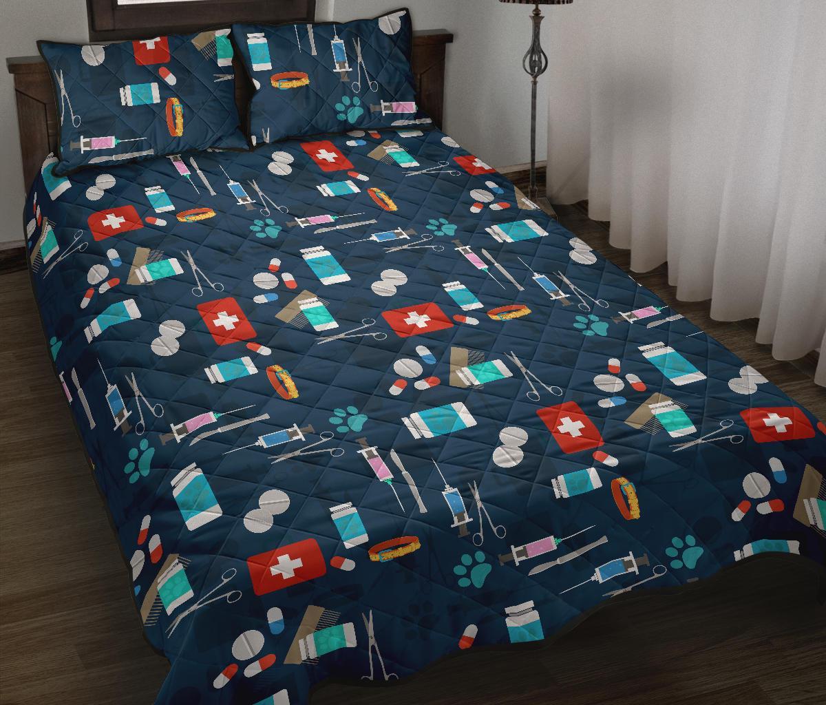 Veterianary Pattern Print Bed Set Quilt-grizzshop