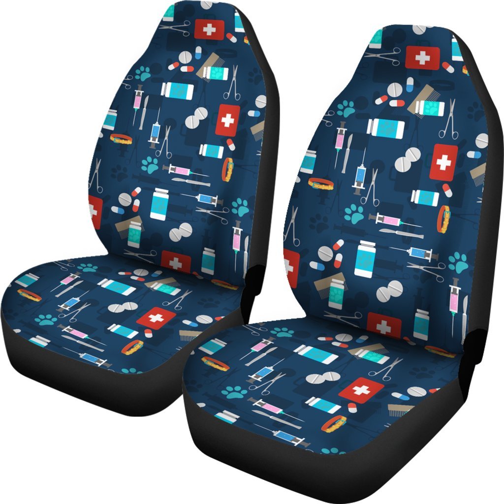 Veterianary Pattern Print Universal Fit Car Seat Covers-grizzshop