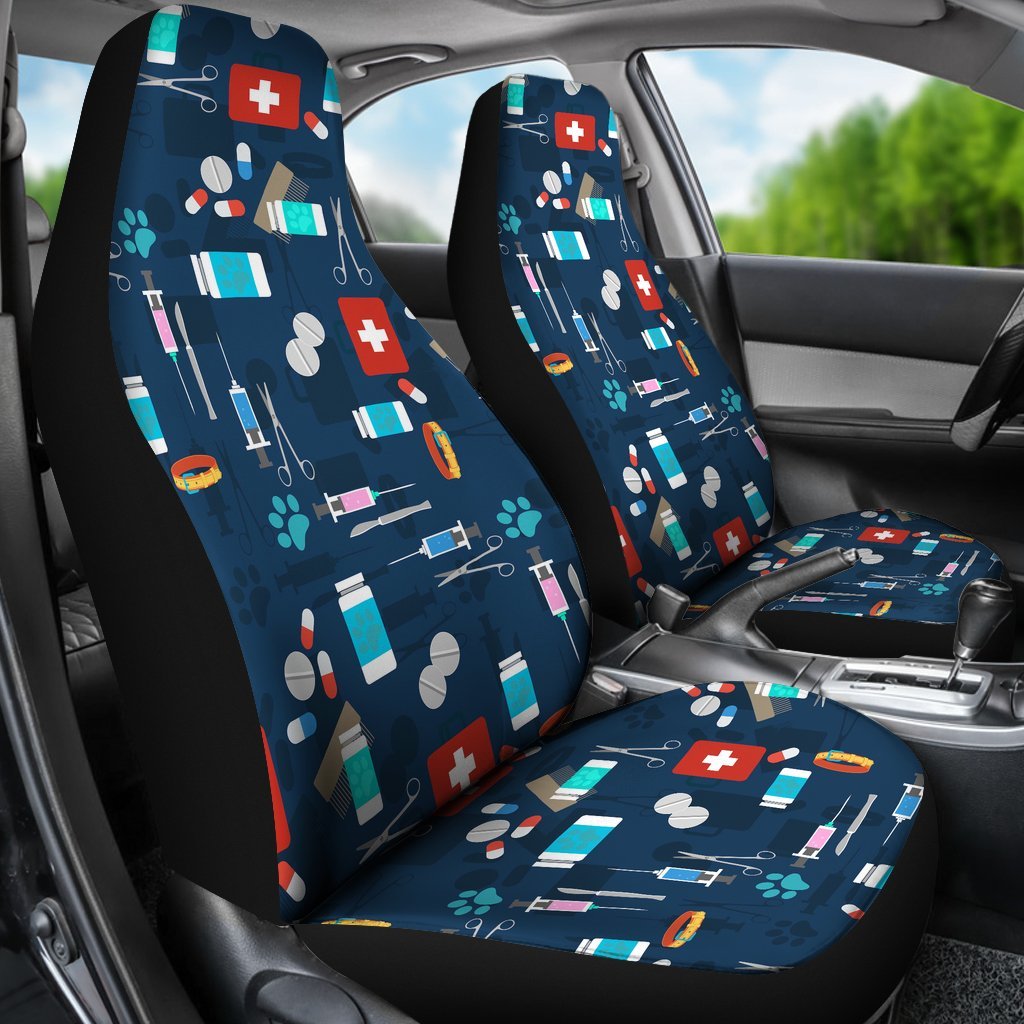 Veterianary Pattern Print Universal Fit Car Seat Covers-grizzshop