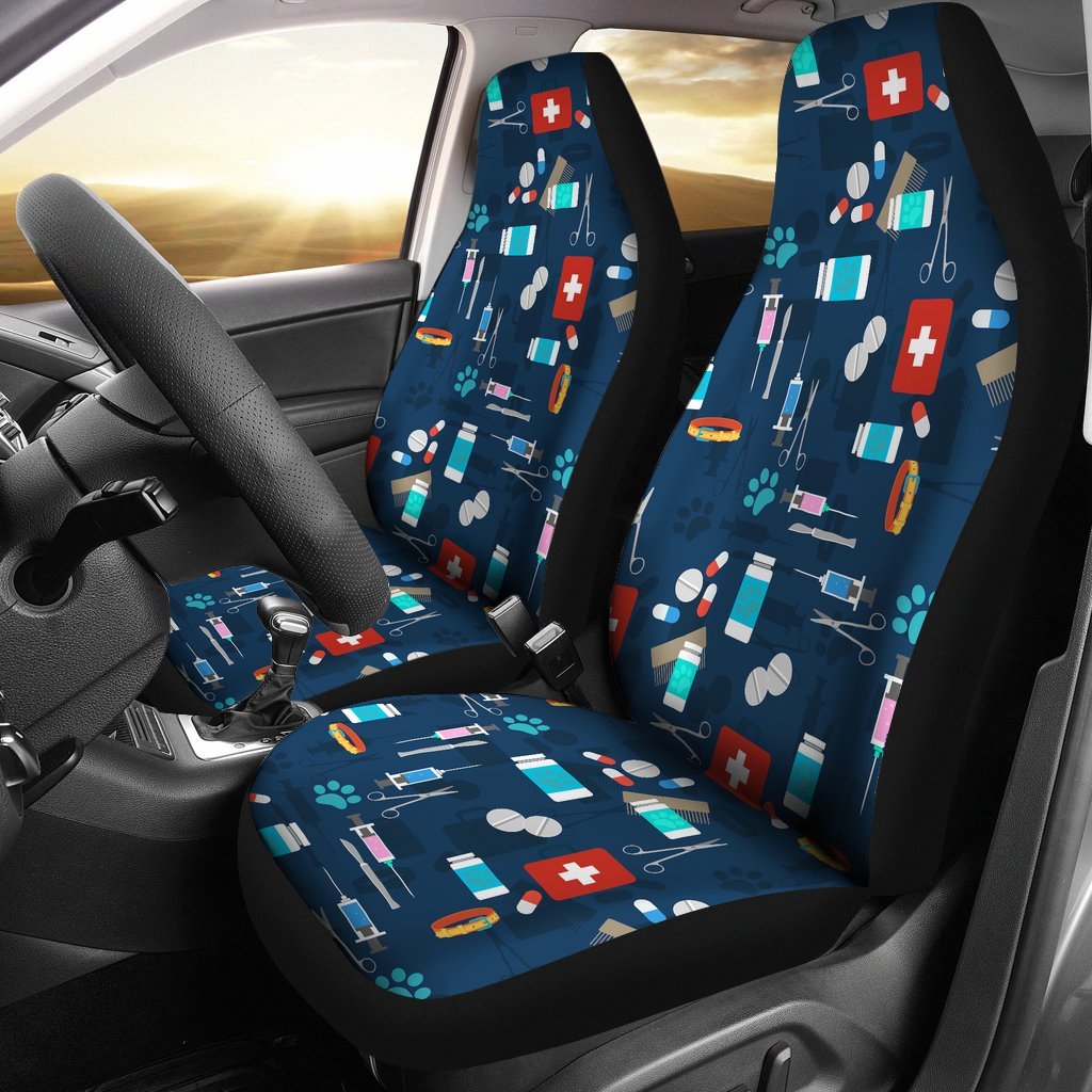 Veterianary Pattern Print Universal Fit Car Seat Covers-grizzshop