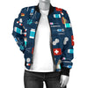 Veterianary Pattern Print Women Casual Bomber Jacket-grizzshop