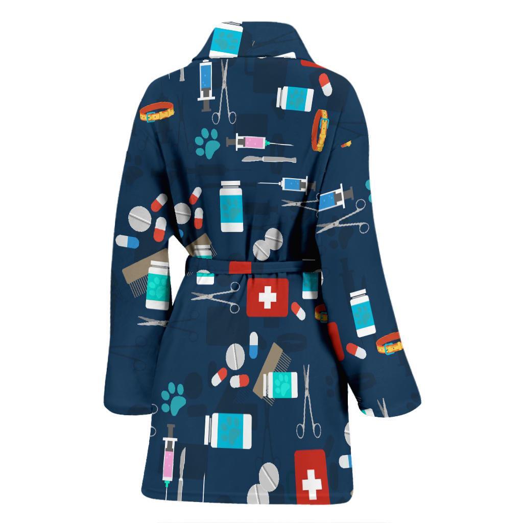 Veterianary Pattern Print Women Long Robe-grizzshop