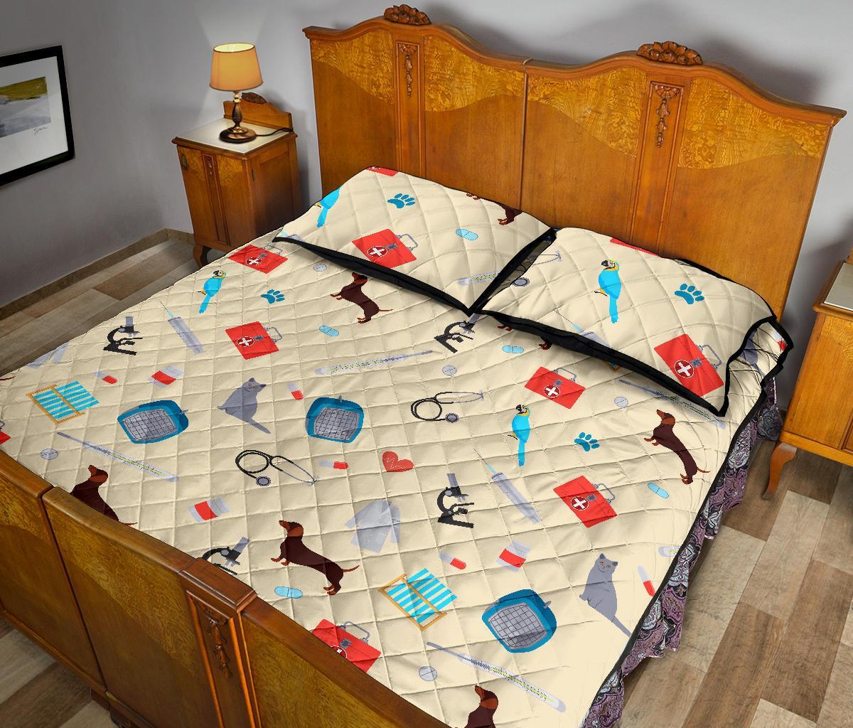 Veterianary Print Pattern Bed Set Quilt-grizzshop