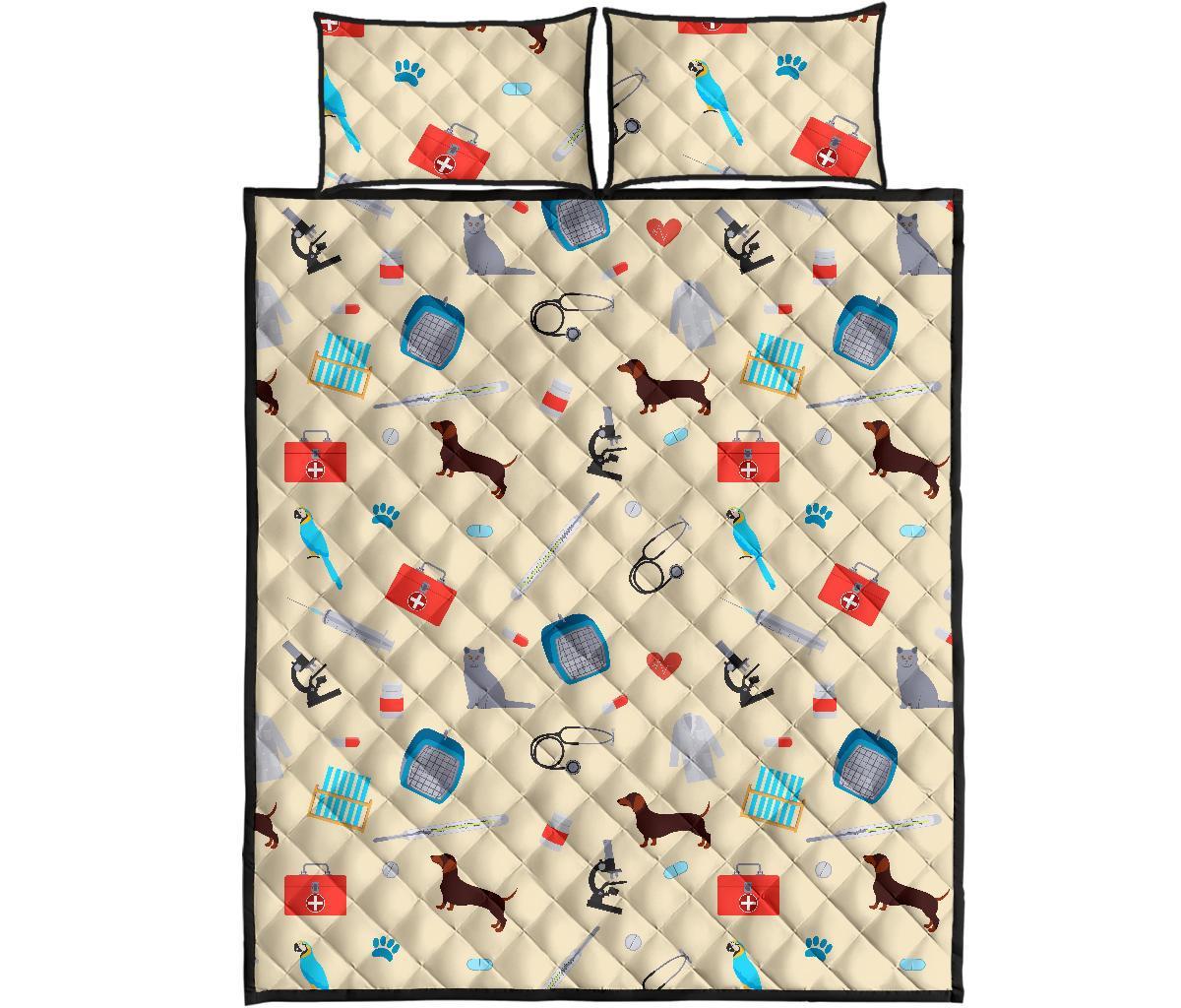 Veterianary Print Pattern Bed Set Quilt-grizzshop
