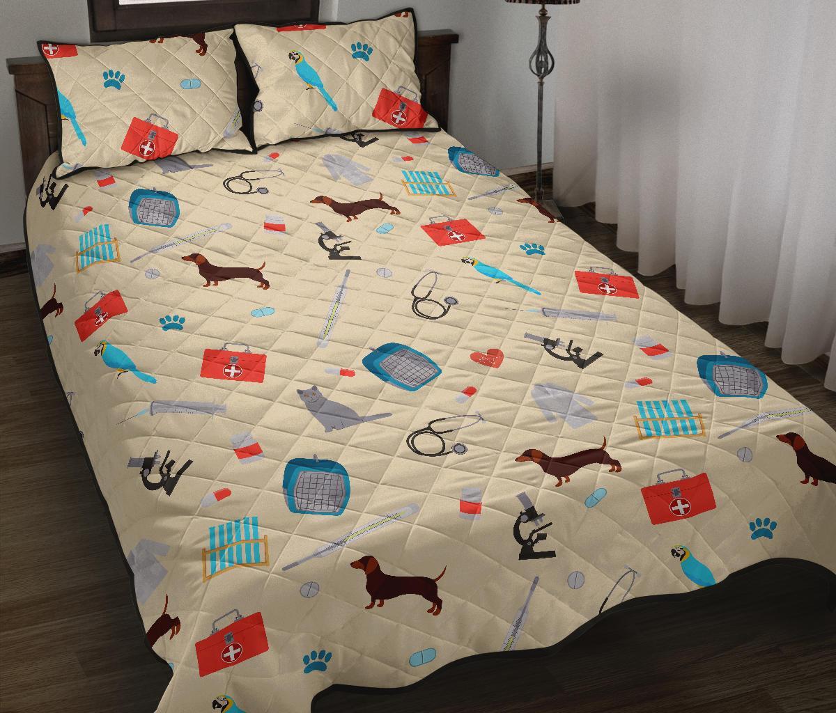 Veterianary Print Pattern Bed Set Quilt-grizzshop