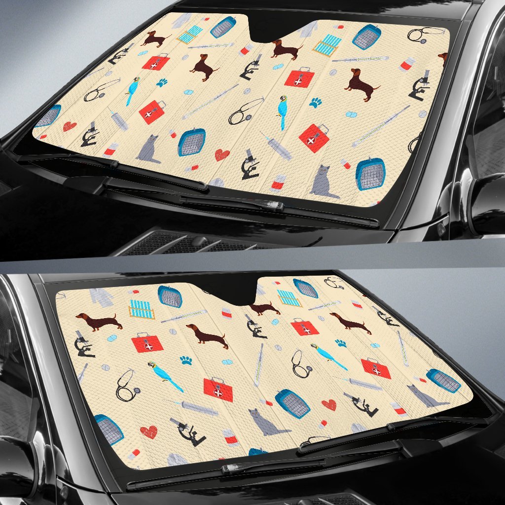 Veterianary Print Pattern Car Sun Shade-grizzshop