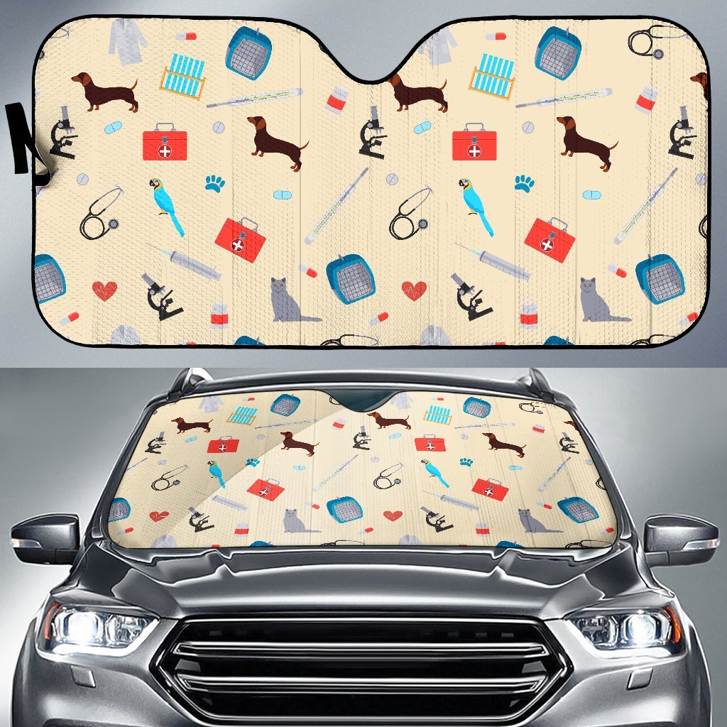 Veterianary Print Pattern Car Sun Shade-grizzshop