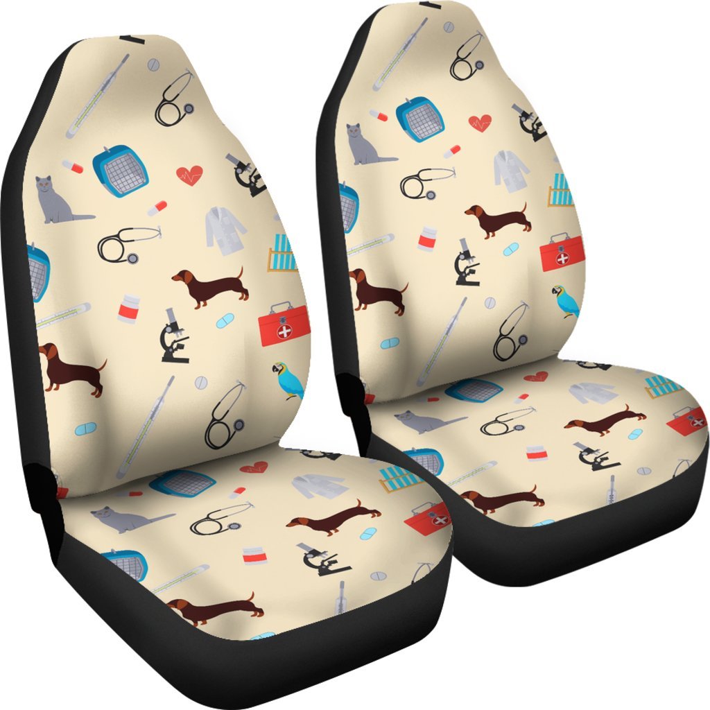 Veterianary Print Pattern Universal Fit Car Seat Covers-grizzshop