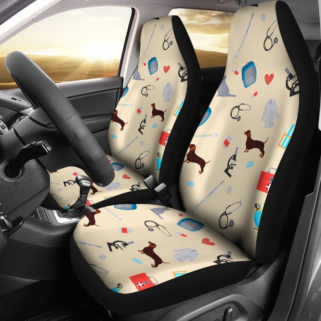 Veterianary Print Pattern Universal Fit Car Seat Covers-grizzshop