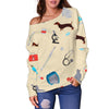 Veterianary Print Pattern Women Off Shoulder Sweatshirt-grizzshop