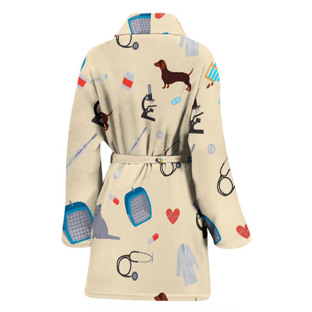 Veterianary Print Pattern Women Long Robe-grizzshop