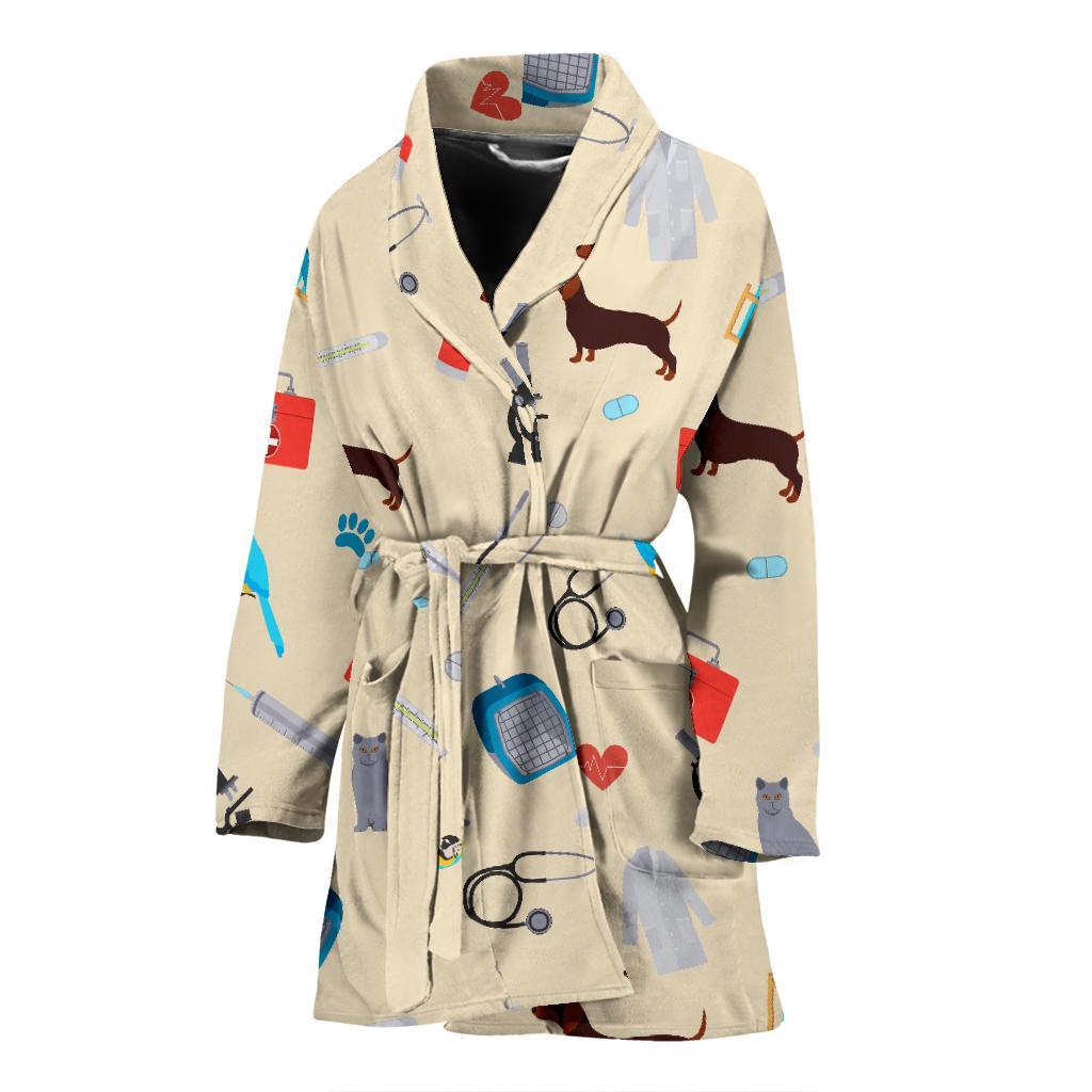 Veterianary Print Pattern Women Long Robe-grizzshop