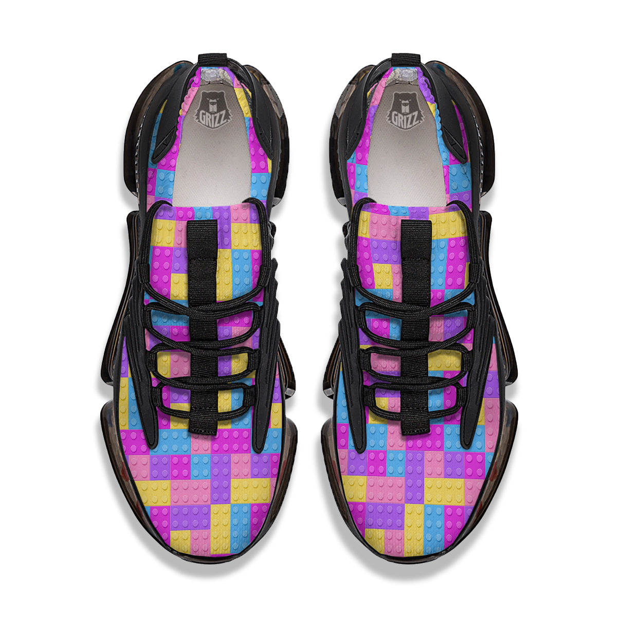 Video Game Colorful Block Puzzle Print Black Gym Shoes-grizzshop