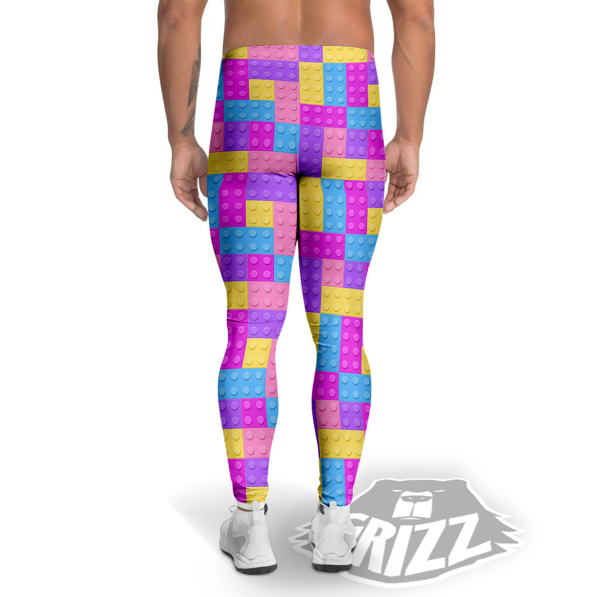 Video Game Colorful Block Puzzle Print Men's Leggings-grizzshop