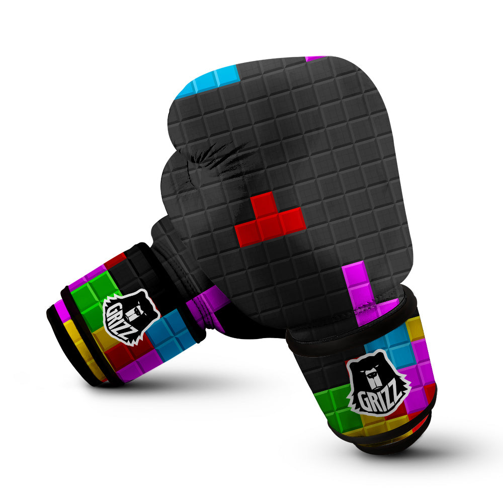 Video Game Colorful Brick Puzzle Print Boxing Gloves-grizzshop