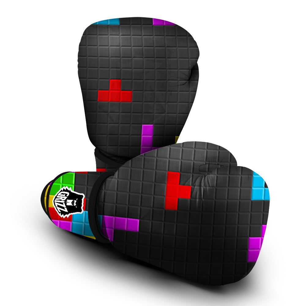 Video Game Colorful Brick Puzzle Print Boxing Gloves-grizzshop