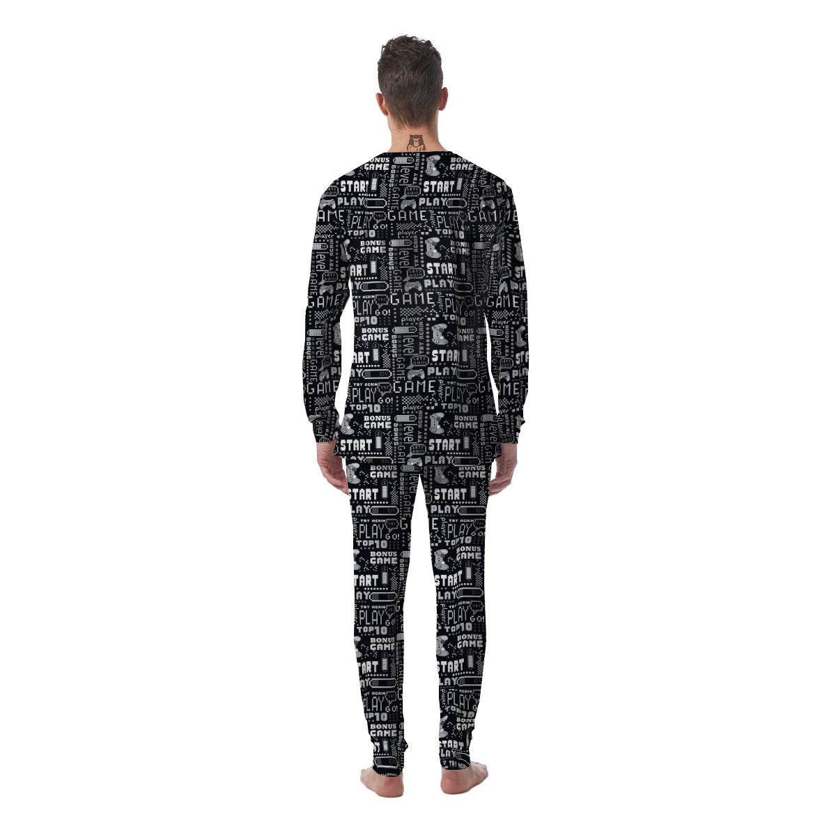 Video Game White And Black Print Pattern Men's Pajamas-grizzshop