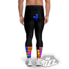 Video Game White Brick Puzzle Print Men's Leggings-grizzshop