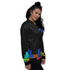 Video Game White Brick Puzzle Print Women's Bomber Jacket-grizzshop