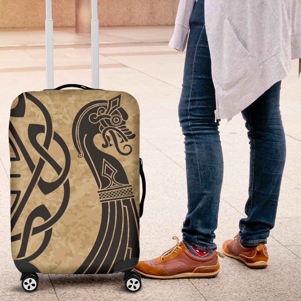 Viking Boat Drakkar Vegvisir Print Luggage Cover Protector-grizzshop