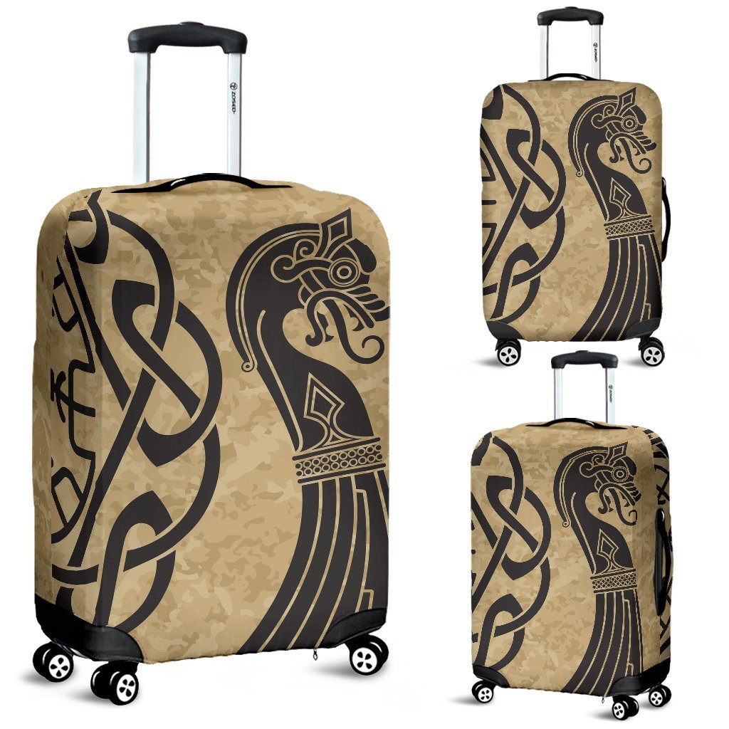 Viking Boat Drakkar Vegvisir Print Luggage Cover Protector-grizzshop