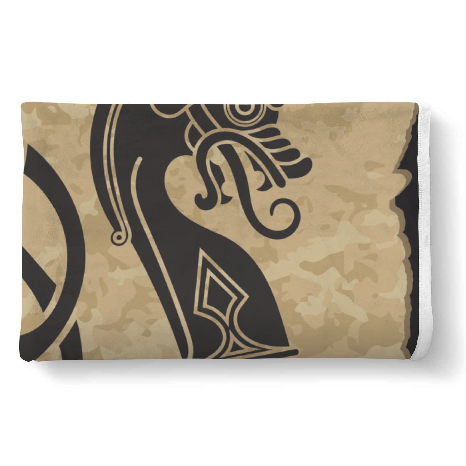 Viking Boat Drakkar Vegvisir Print Throw Blanket-grizzshop