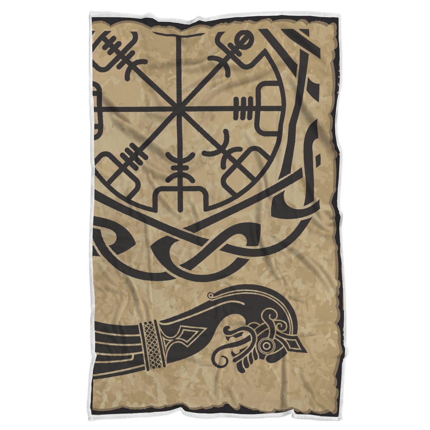 Viking Boat Drakkar Vegvisir Print Throw Blanket-grizzshop