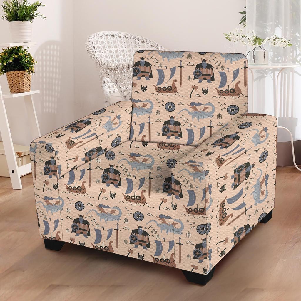 Viking Cartoon Norse Armchair Cover-grizzshop