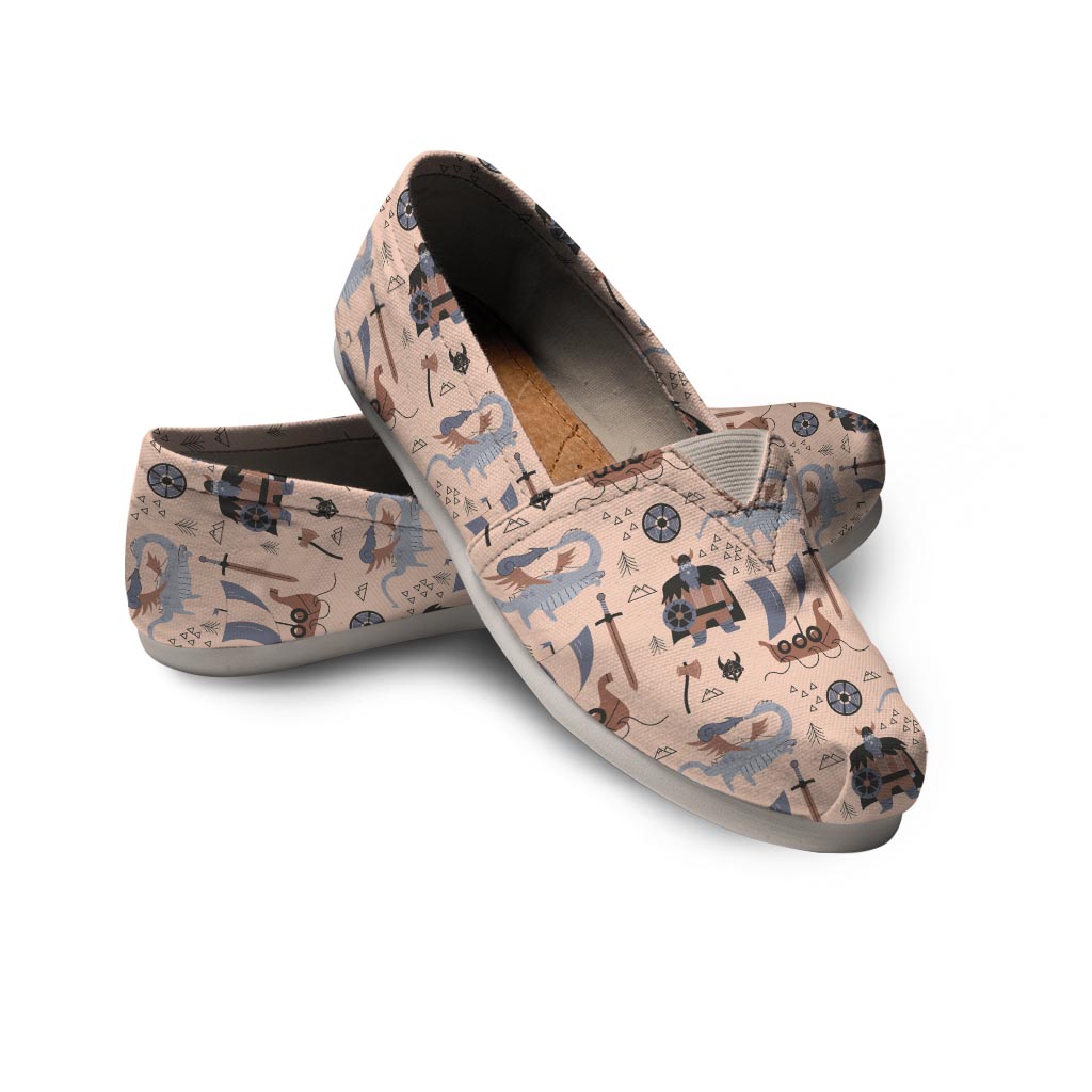 Viking Cartoon Norse Canvas Shoes-grizzshop