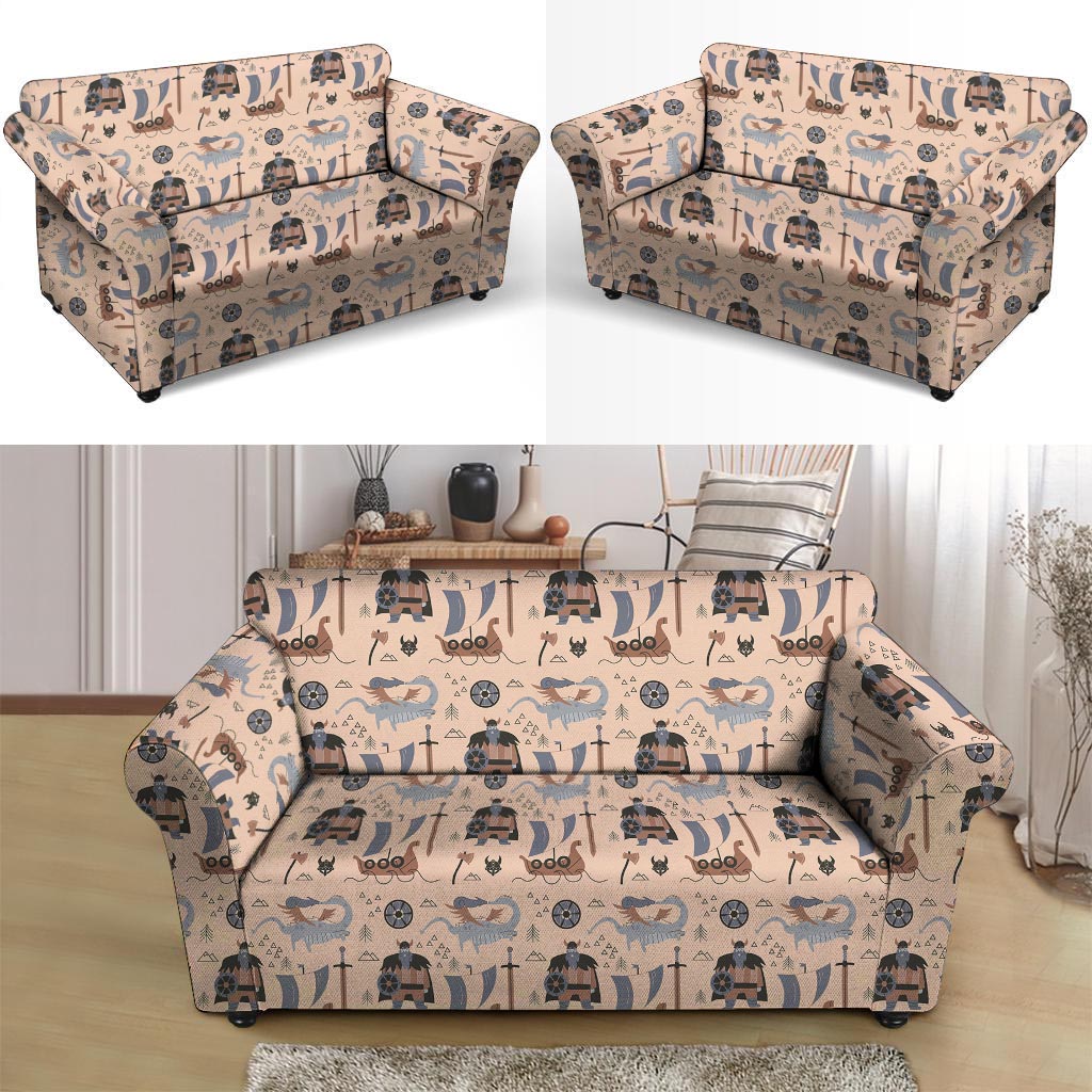 Viking Cartoon Norse Loveseat Cover-grizzshop