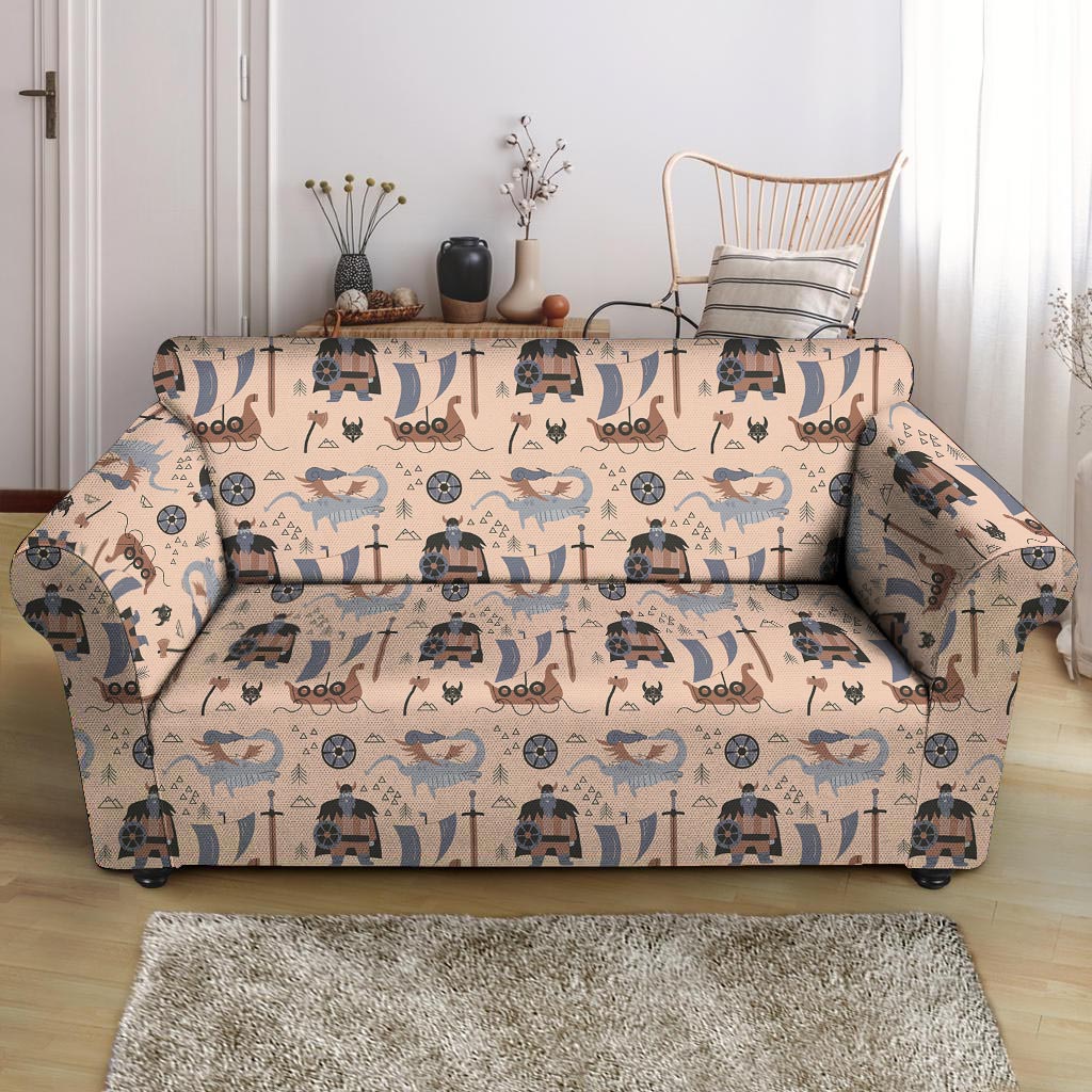 Viking Cartoon Norse Loveseat Cover-grizzshop