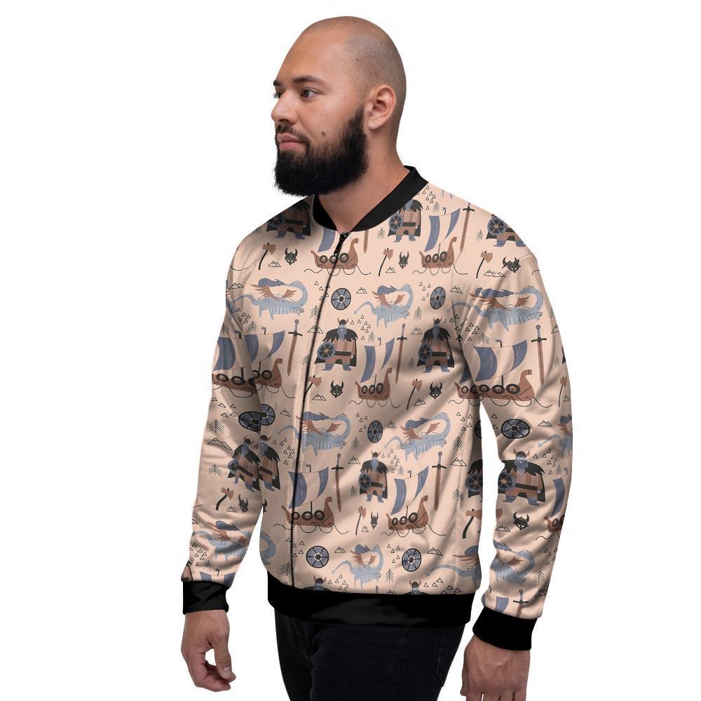 Viking Cartoon Norse Men's Bomber Jacket-grizzshop