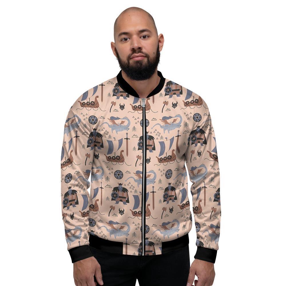 Viking Cartoon Norse Men's Bomber Jacket-grizzshop