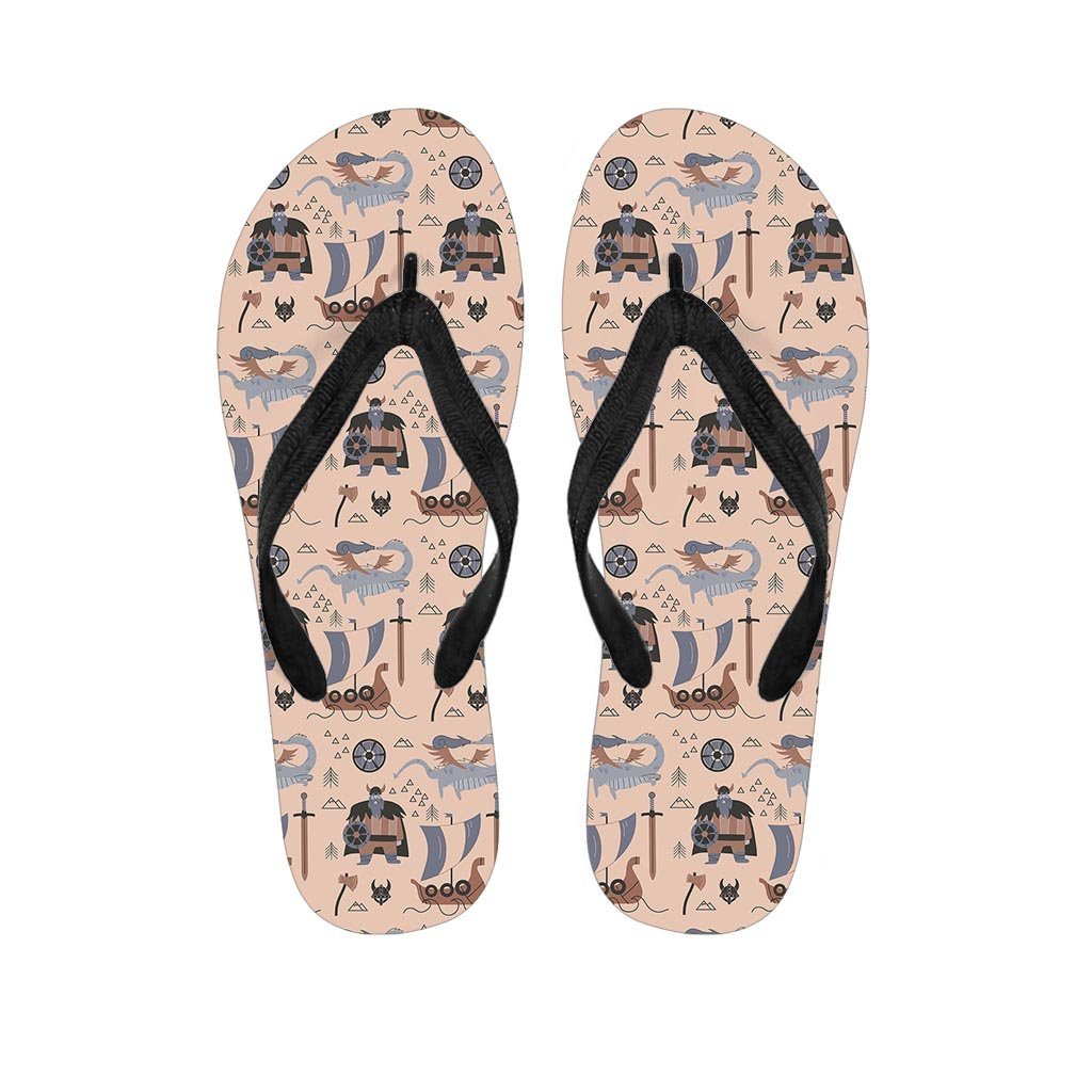 Viking Cartoon Norse Men's Flip Flops-grizzshop