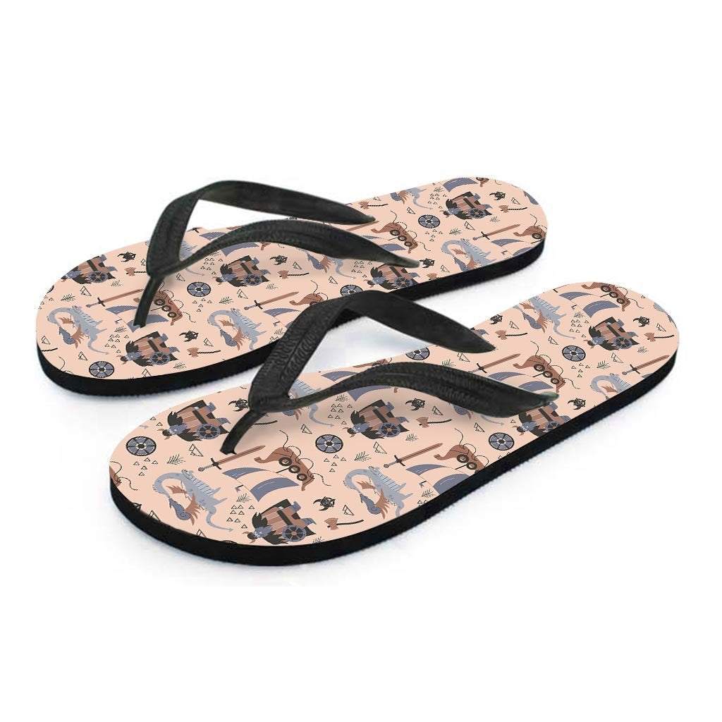 Viking Cartoon Norse Men's Flip Flops-grizzshop