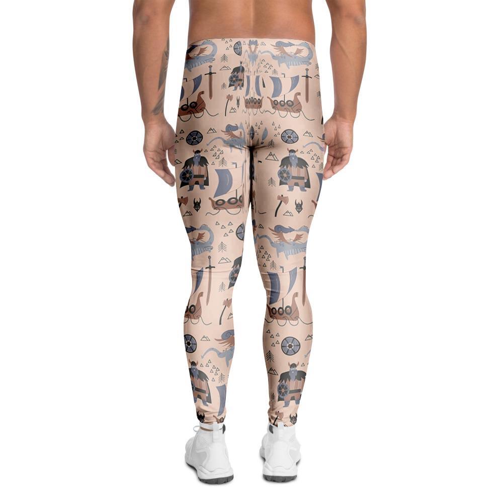 Viking Cartoon Norse Men's Leggings-grizzshop