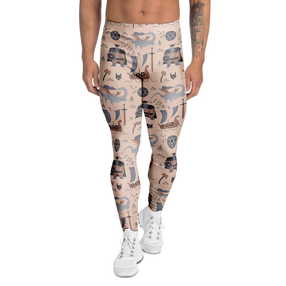 Viking Cartoon Norse Men's Leggings-grizzshop