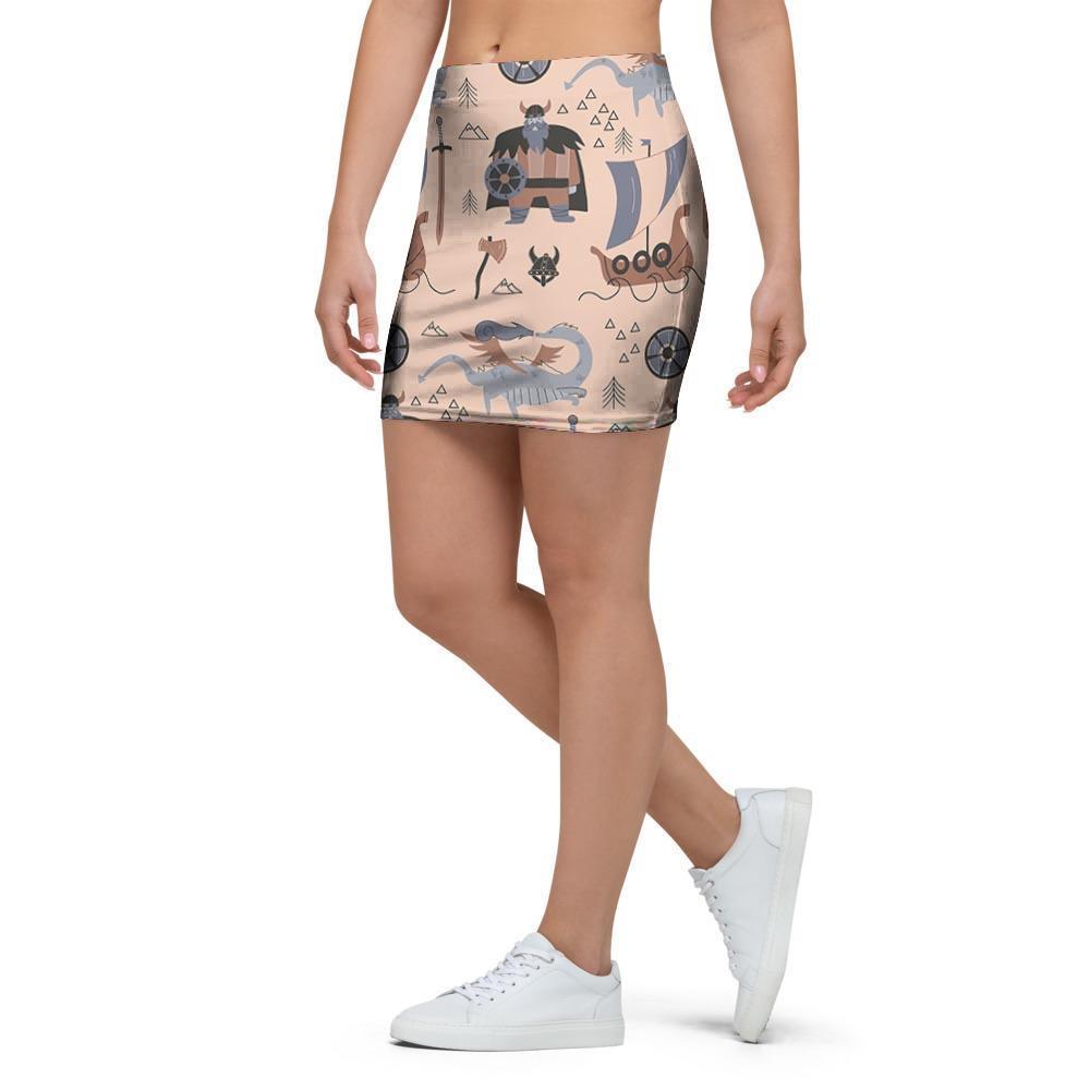 Viking Cartoon Norse Mini Skirt-grizzshop